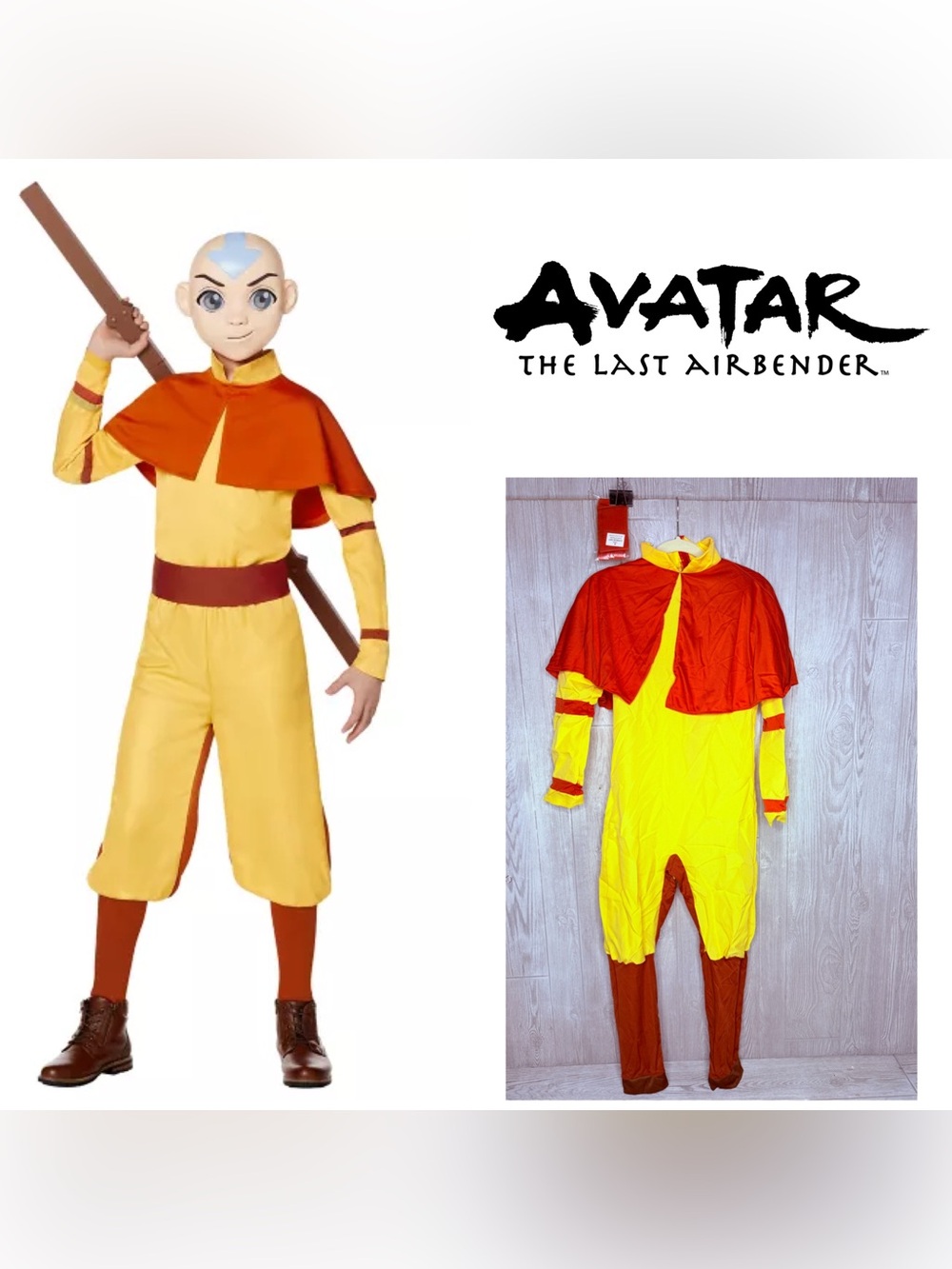 Nickelodeon Aang Costume Avatar The Last Airbender Halloween costume cosplay xl